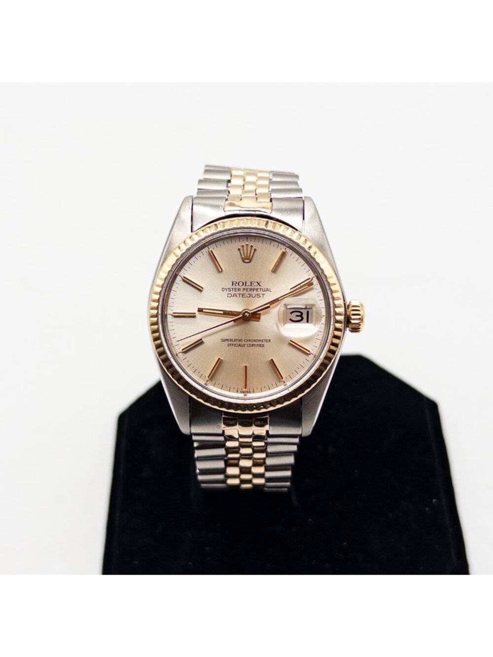 Classic Estate REF 16013 ROLEX SS Mens DATEJUST SERVICED 14k Yellow Gold Watch
